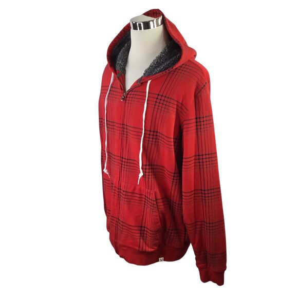 Blake Shelton X Lands End Hooded Jacket Full Zip Red Plaid XLT Tall Sherpa Lined - Picture 2 of 11